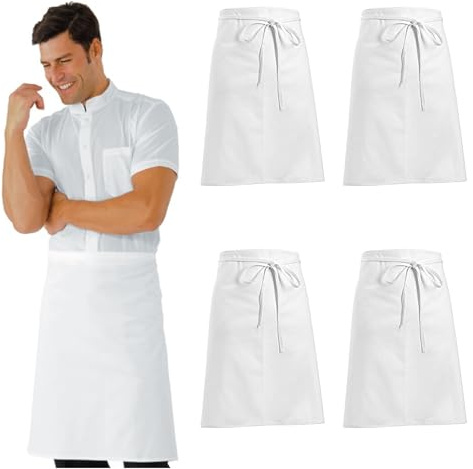 Ristohouse Set 5 Grembiuli da Cucina Professionali – 100% Cotone 200 gr – Con o Senza Pettorina – Bianco o Nero – Resistenti e Lavabili – Personalizzabili