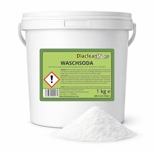 DIACLEANSHOP Waschsoda Pulver 1kg Reine Soda Natriumcarbonat | Ideal für Haushalt Reinigung Wäsche DIY Garten Reine Soda