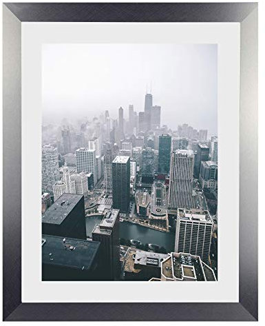 1a Bilderrahmen Orion Aluminium gebürstet Dekor 50 x 70 cm kantig Puzzle modern stabil eckig hochwertig preiswert mit klarem Kunstglas