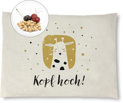 Reelax.me Kirschkernkissen, Körnerkissen für die Mikrowelle Kopf hoch - Giraffe - Geschenk für Männer & Frauen – in Handarbeit hergestellt – Geschenkidee als Kühlkissen oder Wärmekissen