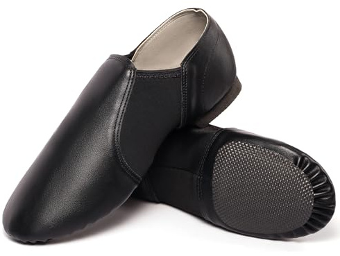 Dynadans Unisex PU Leather Upper Slip-on Jazz Shoe with Arch Insert for Women and Men's Dance Shoes-Black-5M