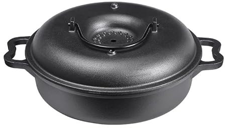 Multifunctional Pig Iron Roasting Pan, Household Roasted Sweet Potato Pan Potato Corn Pig Iron Thick Healthy Non-Stick Roasting Pan,23CM