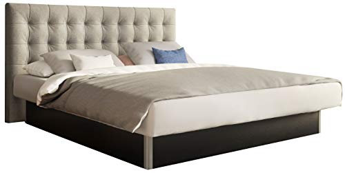 SuMa - Dual Wasserbett 200x220 freistehend m. Sockel schwarz und Kopfteil Nuevo, Farbe lightgrey 200x220 cm