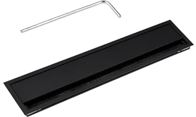 Gedotec passacavo nero opaco | uscita cavo angolare 450 x 100 mm | ECO | presa cavo in alluminio | apertura da tavolo con guarnizione a spazzola | 1 pezzo - passacavo da incasso