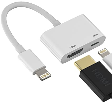 HOYULLI Adaptateur Lightning vers HDMI pour TV, Compatible pour iPhone 12, 13, 14 Pro Max, résolution 1080p, Facile à Utiliser, Large compatibilité