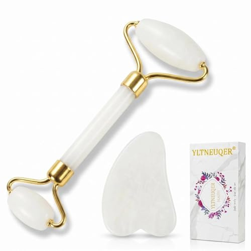 Jade Roller Gua Sha Set – Kit de soins de la peau du visage, outils de beauté du visage, outils de soin de la peau de beauté naturelle, rouleau de massage pour le visage, le cou et le traitement des
