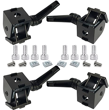 BLCCLOY 4 Sets Black 2020 Aluminum Extrusion Pivot Hinge Swivel Degree Angle Bracket with Handle for 20 Series 20/20 2040 V T Slot Extruded Aluminum Profile Hardware Connector