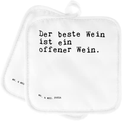 Mr. & Mrs. Panda 2er Set Topflappen Der Beste Wein ist... - Geschenk, Wein-Flasche, schöner Spruch, Topfhandschuhe, Ofenhandschuh, Ofenhandschuhe,