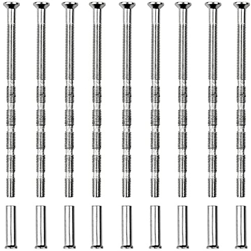 LAMXD 9 Sets M3 Door Handle Screws, Nickel Plated Male to Female Door Handle Screws Connecting Fixing Bolts and Sleeves for Escutcheons Cabinet Drawers (Screw + Nut)