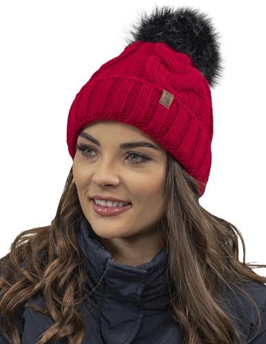 VIVISENCE Wintermütze Mit Bommel Damen Warmes Ideal Für Kalte Wintertage 7014