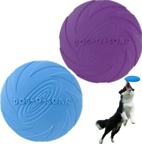 JINYUNMIN 2 Stück Hundefrisbee,Hund Scheibe,18cm hundespielzeug Frisbee | perfekt für Hundetraining, Werfen, Fangen und Spielen( Lila+Blau)