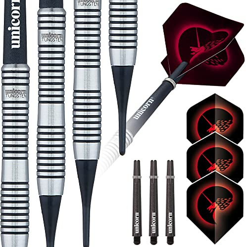 Unicorn Dartpfeile mit weicher Spitze | Core Plus Tungsten Barrels | Stil 1 | 20 g