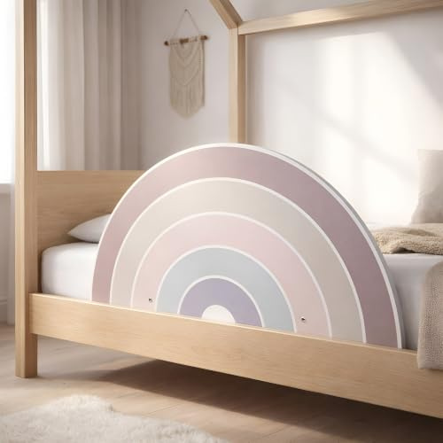 Wunderlab Rausfallschutz Bett aus Holz in süßem Design für Kinder - Bettgitter Rausfallschutz Remy fürs Kinderzimmer, Bettschutzgitter Kinderbett, Hausbett bis 200cm geeignet, schön, stabil + sicher