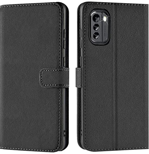 Verco Handyhülle für Nokia G60 5G Hülle, Bookcase Tasche Flipcover für Nokia G60 5G Case [Kartenfächer/Aufstellfunktion], Schwarz