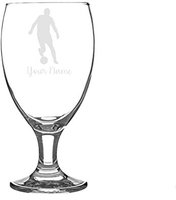 Personalised Male Football Player Engraved Craft Beer Snifter Glass, Football Gift for Men Footballer