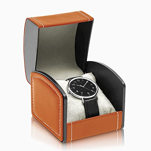 WisePoint Scatola Orologi, PU Porta Orologi da Viaggio in Pelle Scatola Porta Orologi con Cuscino Rimovibile, Quadrato Custodia Orologio per la Maggior Parte Degli Orologi e Smart Watch (Marrone)