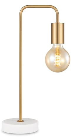 Home Sweet Home E27 Tischlampenfuß mit 1,8 m transparentem Kabel und Schalter | Goldfarbene Lampe | Für Glühbirnen geeignet | Ideal fürs Schlafzimmer