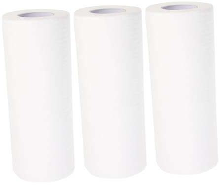 Mobestech Dual Use Kitchen Towels Disposable Bamboo Paper Cloths for Washing Dishes 20x20cm White 3 Rolls 300 Sheets Food-Grade Household Cleaning Wipes