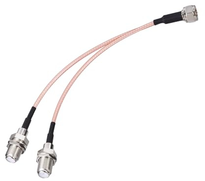 Yuslao F-Type Splitter Coax Cable 75 Ohm F Male to Dual Female 3 Way TV Antenna Splitter Combiner RG6 Coax Cable 6inch