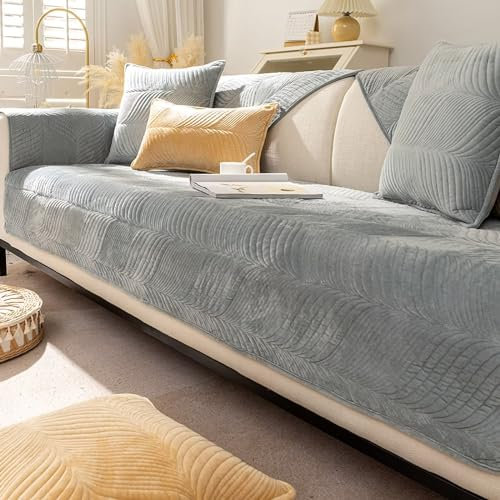 Gluhbirnen Sofabezug 1 2 3 4 Sitzer, Sofa Überzug L Form, Universal Couchschoner, Sofaschoner rutschfest, Couch Überzug, Sofaschoner für Hunde, Grau, 70 * 70CM