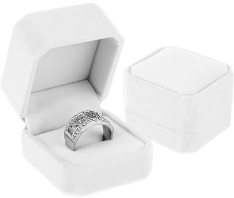 DIVINA VITAE 2 Pièces Blanc Boîte à Bagues en Velours pour Cérémonie de Mariage Boîte à Bague de Fiançailles 1 Fente Petite Bague Boucles D'oreilles Boîte-Cadeau Boîte à Bijoux pour Hommes Femmes
