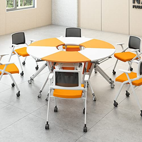 OHaGin 6-teiliger mobiler Schulungstisch mit Klappdeckel und Bescheidenheits- und Stuhlset, klappbarer Besprechungstisch, Sitzungssaalschreibtisch für Büro, Konferenzraum (6 Tische + 6 Stühle 160 *