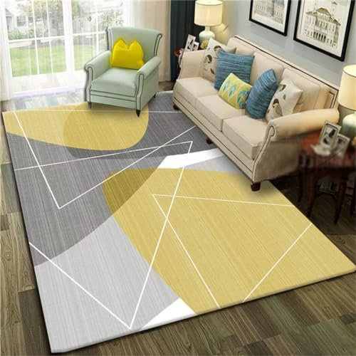 RUGMRZ Deko Flur Geometrische Mode fleckerlteppich gelb Wohnzimmer Kamin Teppich tepiche für Schlafzimmer deko Flur Couch Wohnzimmer teppich80x120CM