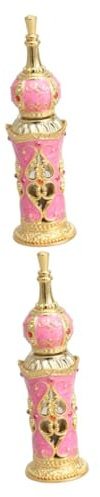 Ipetboom 2piezas Botella De Perfume De Vidrio Estilo Retro Árabe Diseño De Flores y Vides Frasco Vacío para Esencial Decoración De Bodas y Viajes