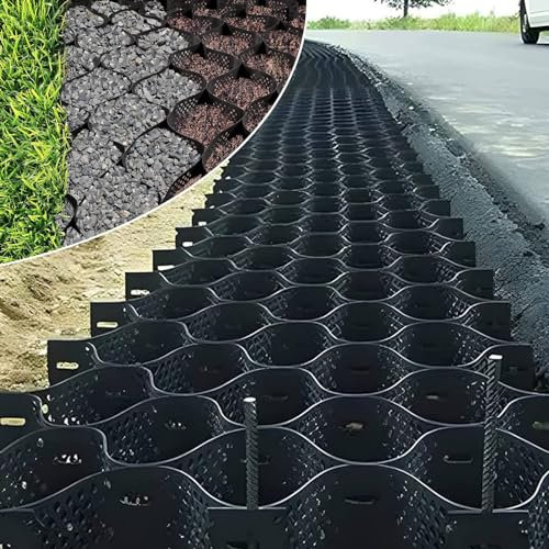 SDFVSDF Kiesgitter Geogitter-Bodenzelle 2 Zoll Tiefe, HDPE-Bodengitter mit Hoher Dichte, 1800 Lbs Pro Quadratfuß Belastung, Geogitter für Gras/Kies/Sand/Erde/Beton (Size : 3x6m/9.84x19.68ft)