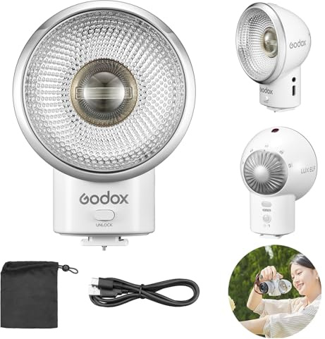 Godox ELF Retro Camera Flash, GN6 CCT 6000K±200K, S1/S2 Optical Control Built-in Lithium Battery Speedlight Speedlite for Sony, for Canon, for Nikon, for Fuji, for Olympus Cameras for Photography