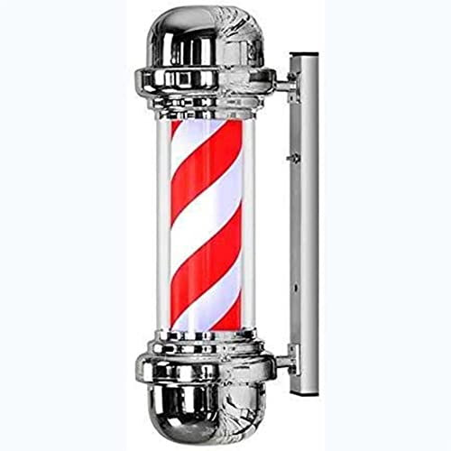 Letrero de barbería: Resistente al Agua, Tiras giratorias Rojas y Blancas, Poste de barbero LED ¡Actualice su barbería, Letrero de peluquería!