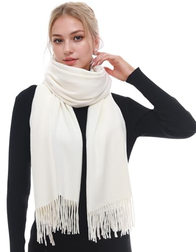 RIIQIICHY Schal Damen Winter Schals Tücher Winterschal Kuschelig Xxl Creme Damenschal Pashmina Herbst Frauen Kaschmir Schal mit Fransen