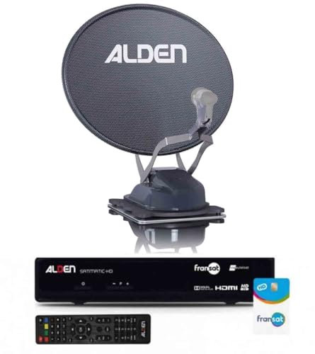 ALDEN Onelight Evo Platinium Parabole Satellite Automatique 60cm + Récepteur Satellite SATMATIC HD FRANSAT