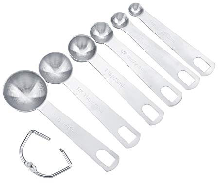 Measuring Spoons Set, Includes 1 Tbsp, 1/2 Tbsp, 1 TSP, 1/2 TSP,1/4 TSP, 1/8 TSP, Stainless Steel Measuring Spoons Teaspoon Measuring Spoons