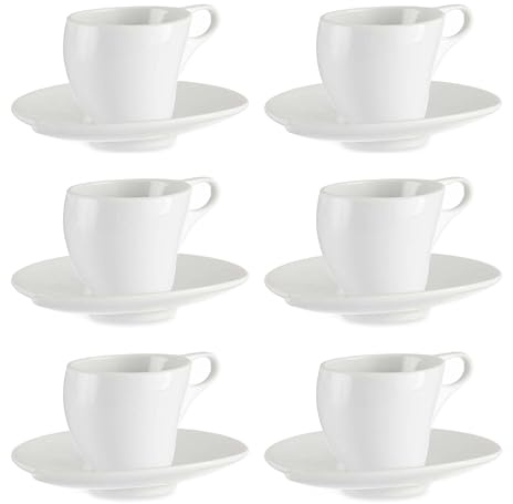 San Ignacio Set 6 tazas porcelana blanca con platillos 120 colección VESSIA