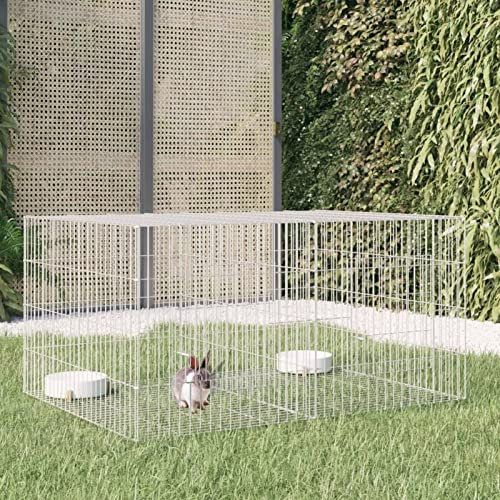 Tidyard Kaninchenstall Kleintierstall Hasenvilla Kleintierhaus Freilaufgehege Hasenstall Kaninchen Freigehege Kaninchenkäfig Hasenkäfig 2 Paneele 110x79x54 cm Verzinktes Eisen
