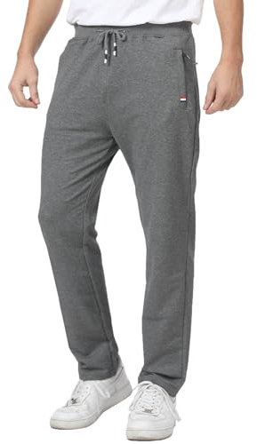 JustSun Pantaloni Tuta Uomo Sportivi Cotone Pantalone Palestra Uomo Felpa Invernali Joggers Jogging Grigio L