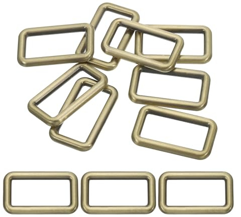 PATIKIL Anelli Rettangolari Piatto Metallo 1-1/2/38mm, 8Pz Fibbia a Anello Quadrato Cintura Nastro per Realizzazione Cinture Pelle Borsa Fai da Te Bronzo