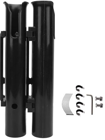 Asixxsix Angelrutenhalter-Halterung, Tragbarer 2-Rohr-Angelrutenständer aus Kunststoff, Rohrklemmen-Installation, Angelrutenhalter für Motorräder, Fahrräder, Elektrofahrräder, Anhänger