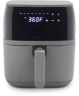 GreenLife Compact Electric Air Fryer Oven, 5.3 QT, PFAS-Free Ceramic Nonstick Drawer, 8 One Touch Digital Display, Easy View Window, Auto Shut-Off Timer, Dishwasher Safe Parts, 1500 Watts, Graphite