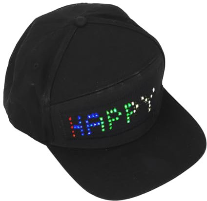 12x48 Farb-LED-Bildschirm-Baseballkappe, Verstellbare APP-gesteuerte LED-Mütze mit BT Mobile APP für Anpassbaren Text für Party-Outdoor-Aktivitäten, Abnehmbarer Bildschirm, Schwarz