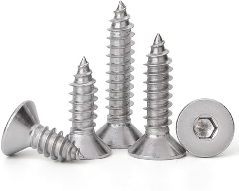 Cilky Metallschrauben 10 Stück Holzschrauben mit Innensechskant und Flachkopf, M5, 304 Edelstahl, Holzschrauben, Blechschrauben mit Flachkopf, Länge 16–40 mm(M5*35)