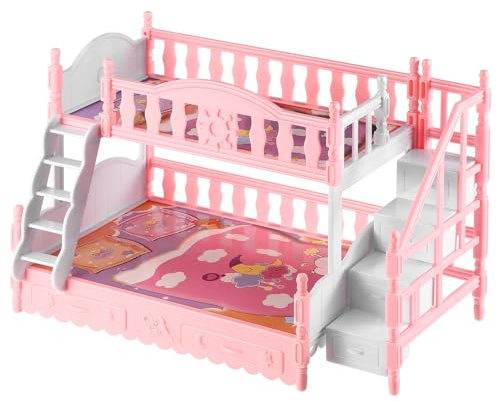 BESPORTBLE Mini Etagenbett Für Puppenhaus Miniaturmöbel Für Kinderzimmer Leicht Und Platzsparend Für Puppen Und Spielzeug Mit Kissen Und Decken Kompatibel Zubehör Für Kreatives