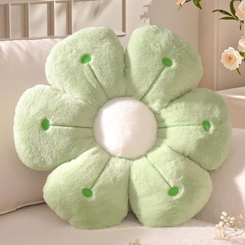 Yhoelata Groß BlumenKissen, Grün Blumenform Dekokissen, Kissen Daisy Flower, Cute Polster Blumen-Sitzkissen, Aesthetic Zierkissen für Zuhause, Sofa, Couch, Bett, 50 cm