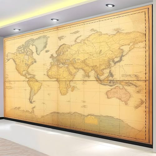 Buohwiwe Mural Wallpaper World Map, 3D Panoramic Photo Wallpaper World Map Non-Woven Murals 350x256 cm Art Print Wall Mural Bedrooms Living Room Modern Design Poster Picture q7869