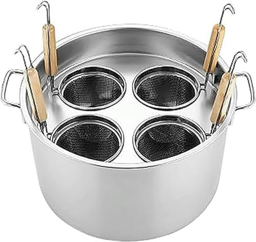 CVNIMV Ollas para cocinar Fideos, Juego de ollas para cocinar Pasta, Utensilios de Cocina para Pasta con Divisor y colador, Olla de Acero Inoxidable, Olla para Pasta de 4 Agujeros ()