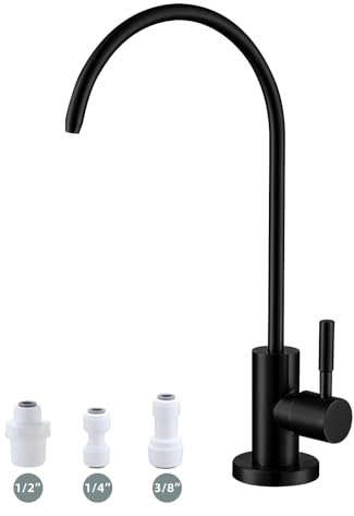Bifordo Rubinetto per acqua potabile, nero opaco, senza piombo, facile da installare, rubinetto ad osmosi inversa per lavello da cucina e bar