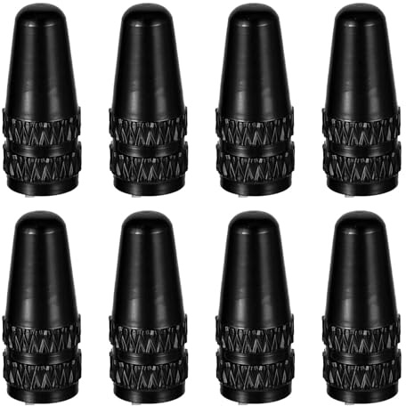 VNIDJGB 8 Pcs Presta Valve Caps, Aluminum Black Bike Valve Caps, Corrosion Resistant French Bike Dust Cap, Used on Presta/French Valves Bikes Tire Cap for Mtb Road Racing Bicycle, Rocket.
