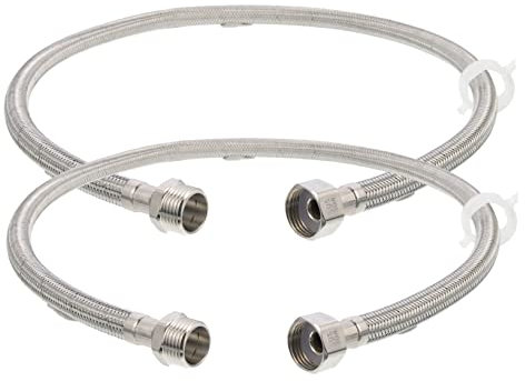 Operitacx 2pcs Stainless Steel Washer Machine Hose Expanding Hose Pipe for Washing Machine Extension