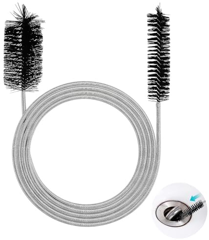 Flexible Feeding Tube Cleaning Brush, Extended Sink Unblocker Snake, 200 Cm Double-Ended Pipe Cleaner Brush, For Shower Drain Refrigerator Aquarium Drain Hole(Two Heads Black)